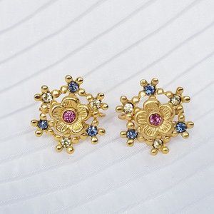 Express Floral Lever Back Pierced Earrings - New